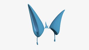 3D Furry Ears Tiara E03 Blue - Headband Character Design