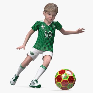 Child Boy With Ball Sport Style 3D model