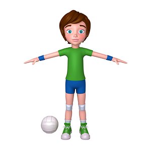 3D volleyball player cartoon model
