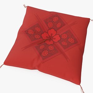 Japanese Floor Cushion Red 3D model