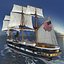 3d sail steam frigate
