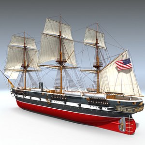 3d sail steam frigate