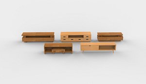 cabinet tv stand set 3D model model