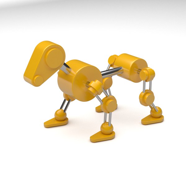 yellow robot dog animation 3d model