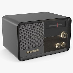 Vintage Style Analog Radio with Knobs Black 3D model