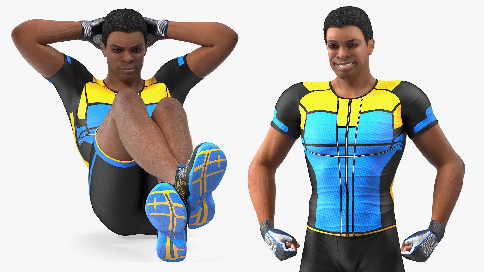 Light Skin Black Sportsmen Rigged for Modo 3D model preview