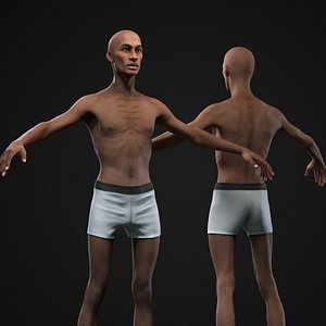 Black skinny man 3D model