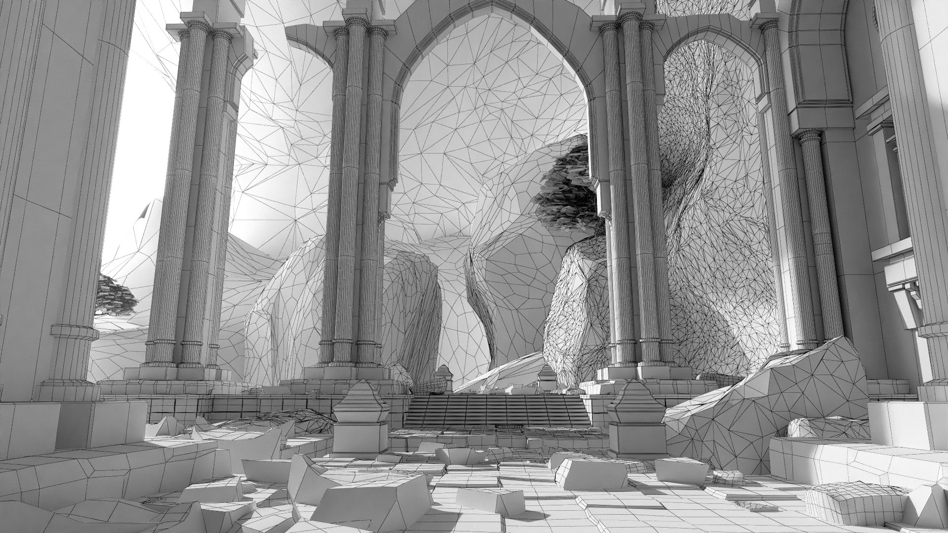 3D Ruins Ancient Temple Cave Model - TurboSquid 1611432