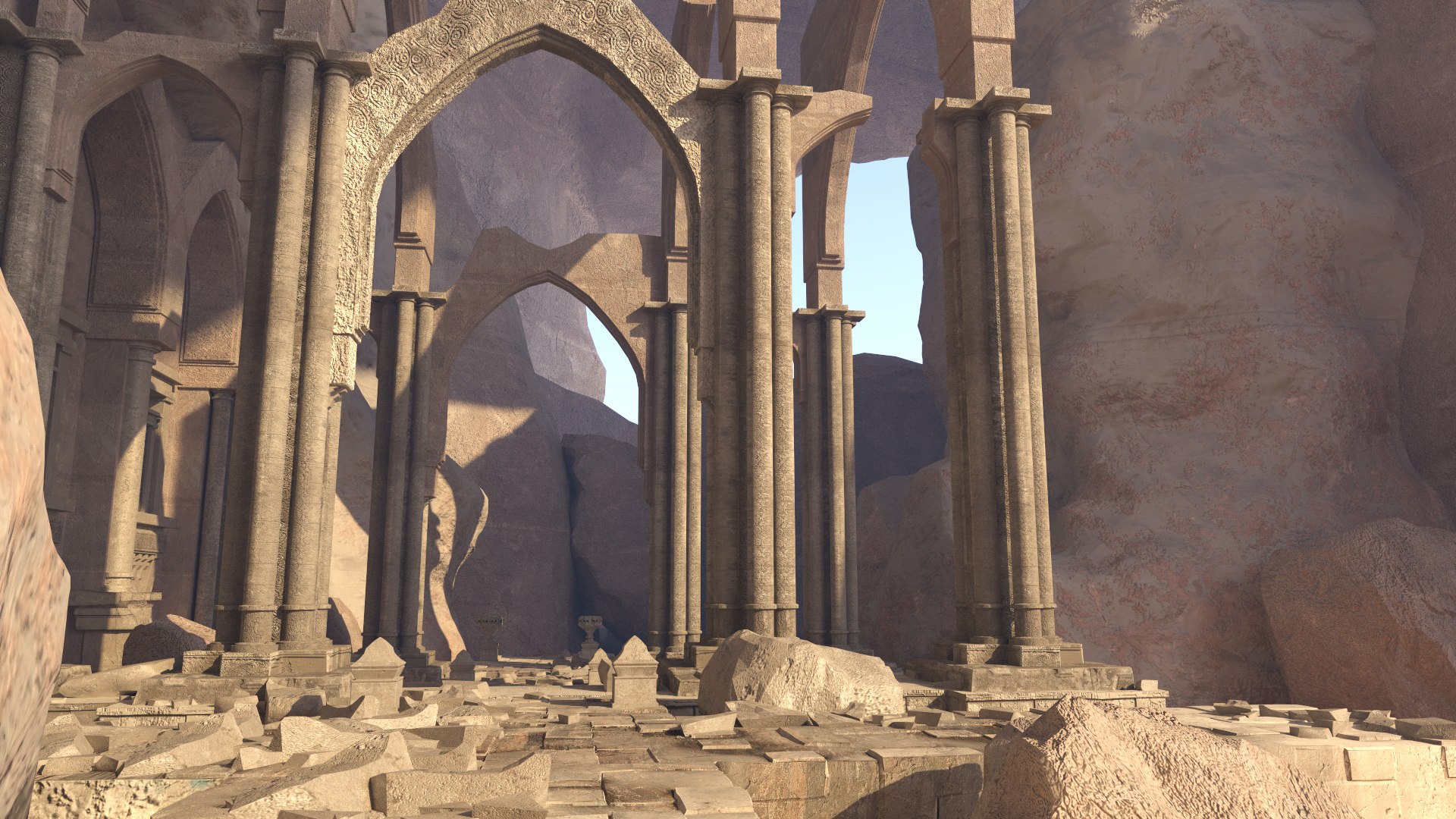3D Ruins Ancient Temple Cave Model - TurboSquid 1611432
