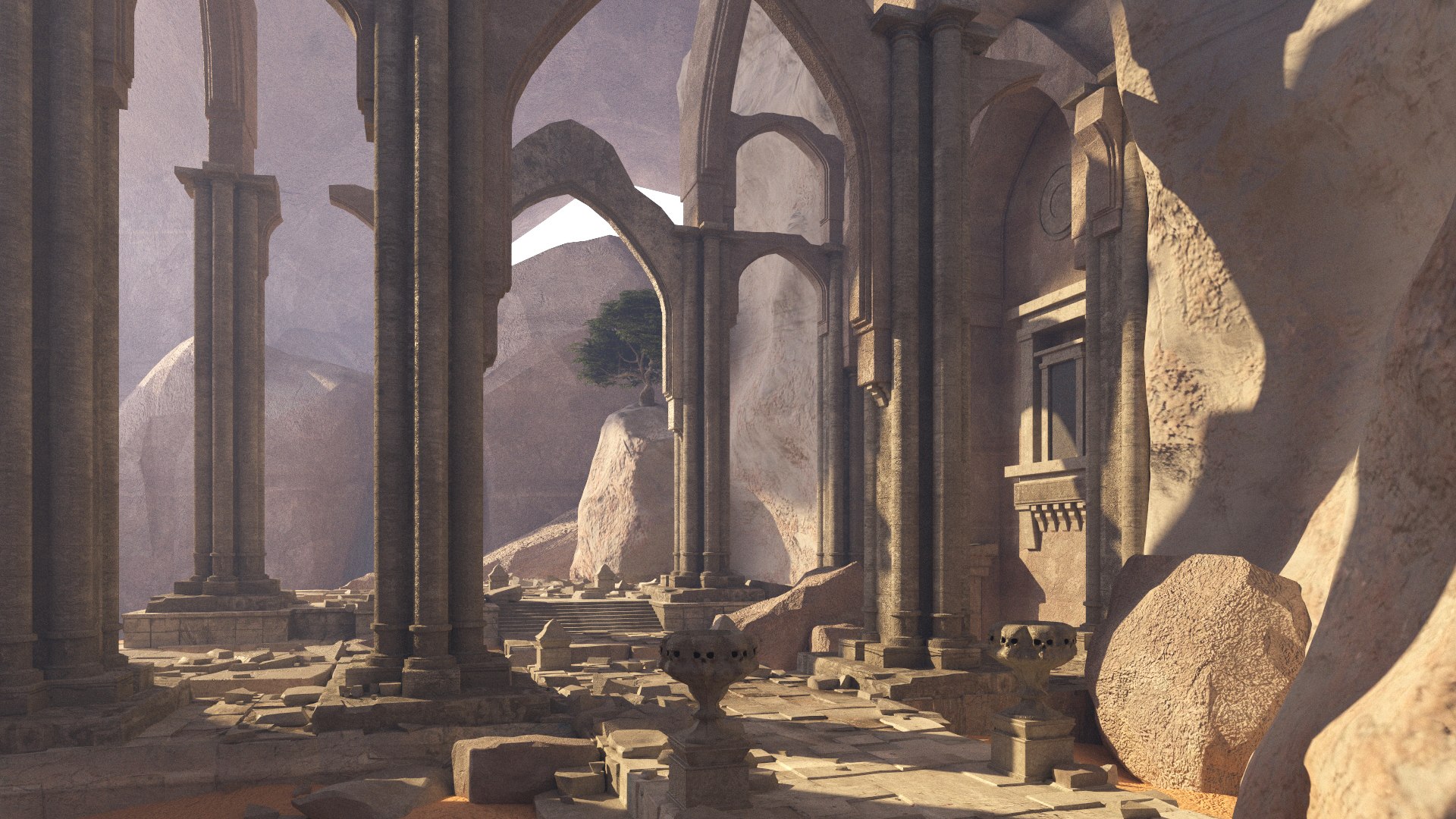 3D Ruins Ancient Temple Cave Model - TurboSquid 1611432