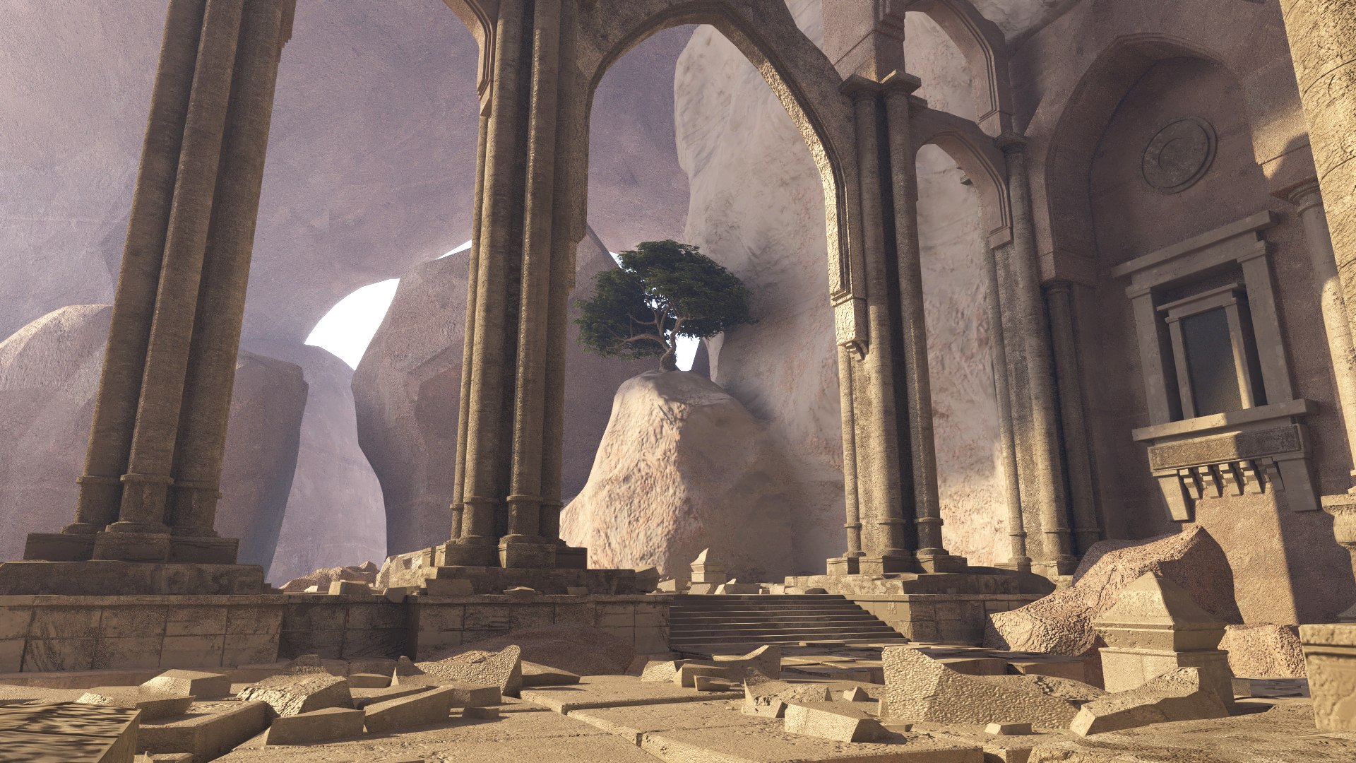 3D Ruins Ancient Temple Cave Model - TurboSquid 1611432