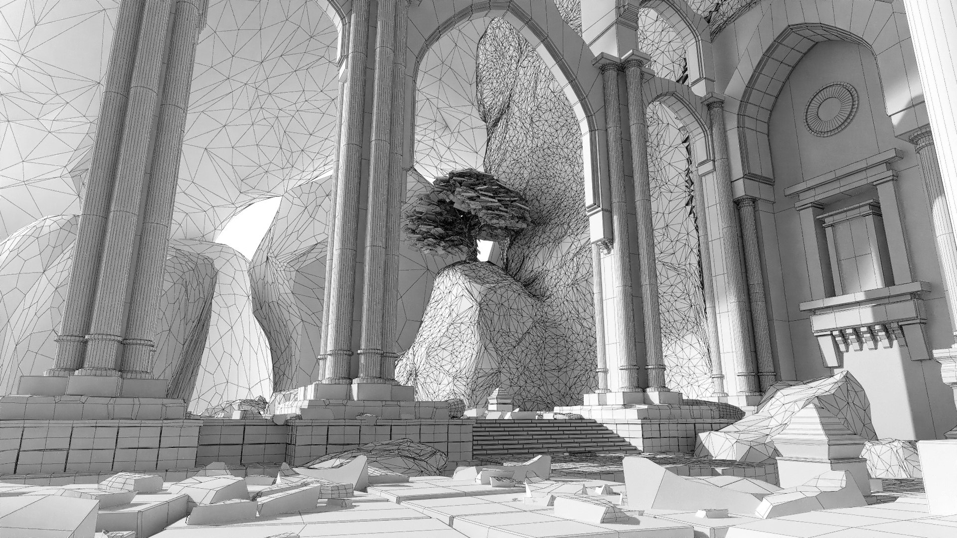 3D Ruins Ancient Temple Cave Model - TurboSquid 1611432