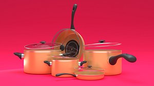 3D cooking pot frying pan