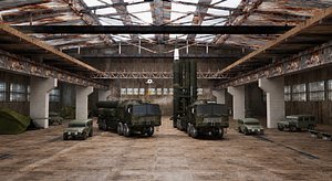 3D model Military Missile Launcher Hangar Environment  Realistic Military Base Interior  PBR 3D Model