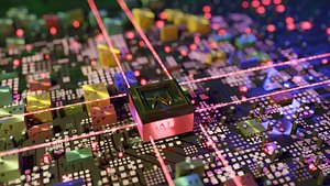 3D Electronic chip circuit Board Artificial Intelligence Low-poly 3D model model