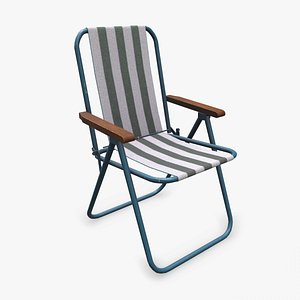 Old Camping Chair Low-poly PBR 3D model