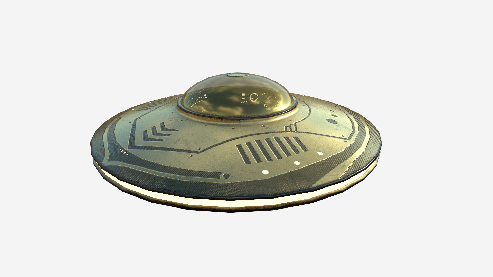 Alien Spaceship UFO B07 Gold - Sci Fi Spacecraft Design Model ...