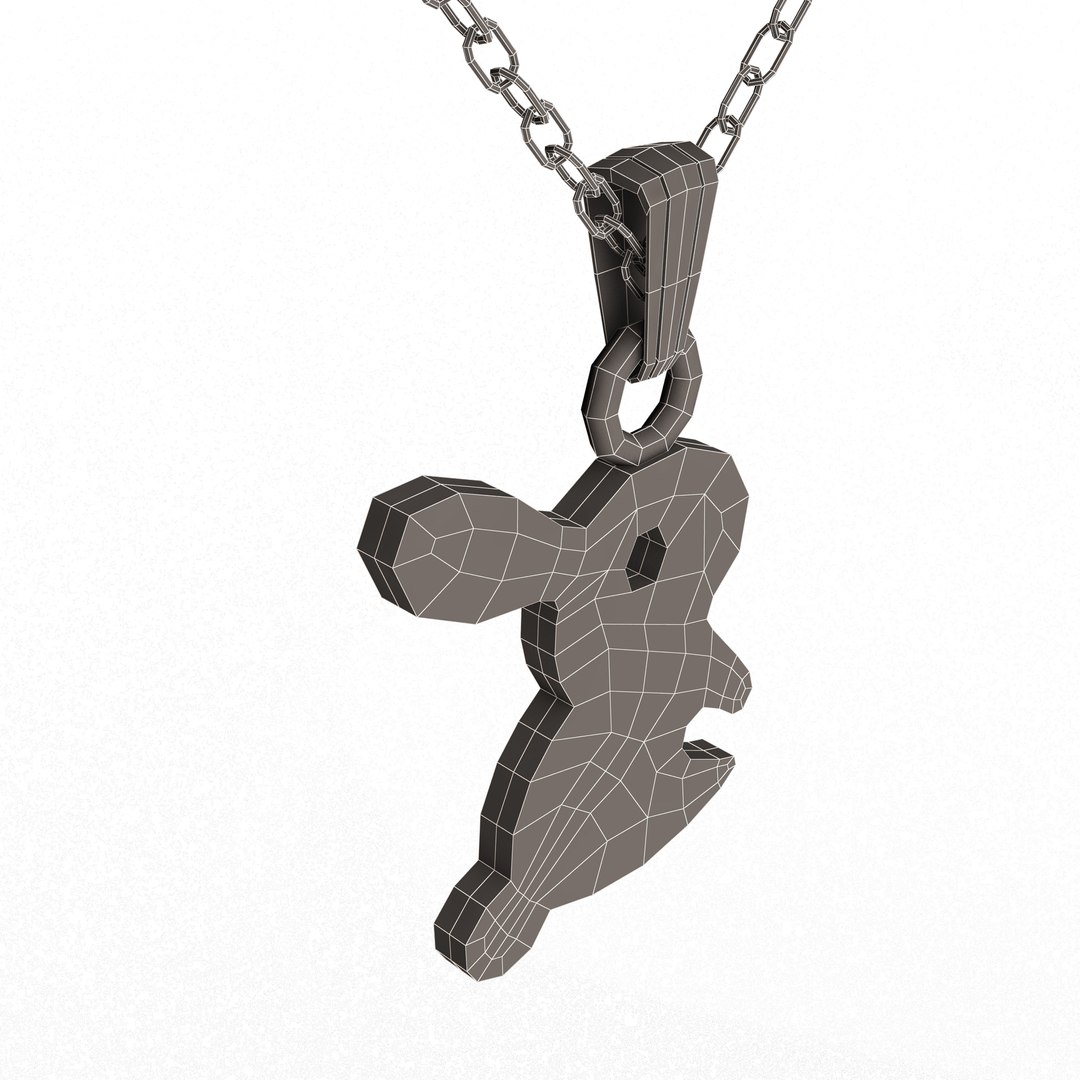 Rabbit Pendant Necklace Gold Model - TurboSquid 2138627