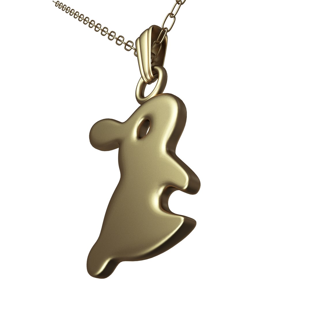 Rabbit Pendant Necklace Gold Model - TurboSquid 2138627