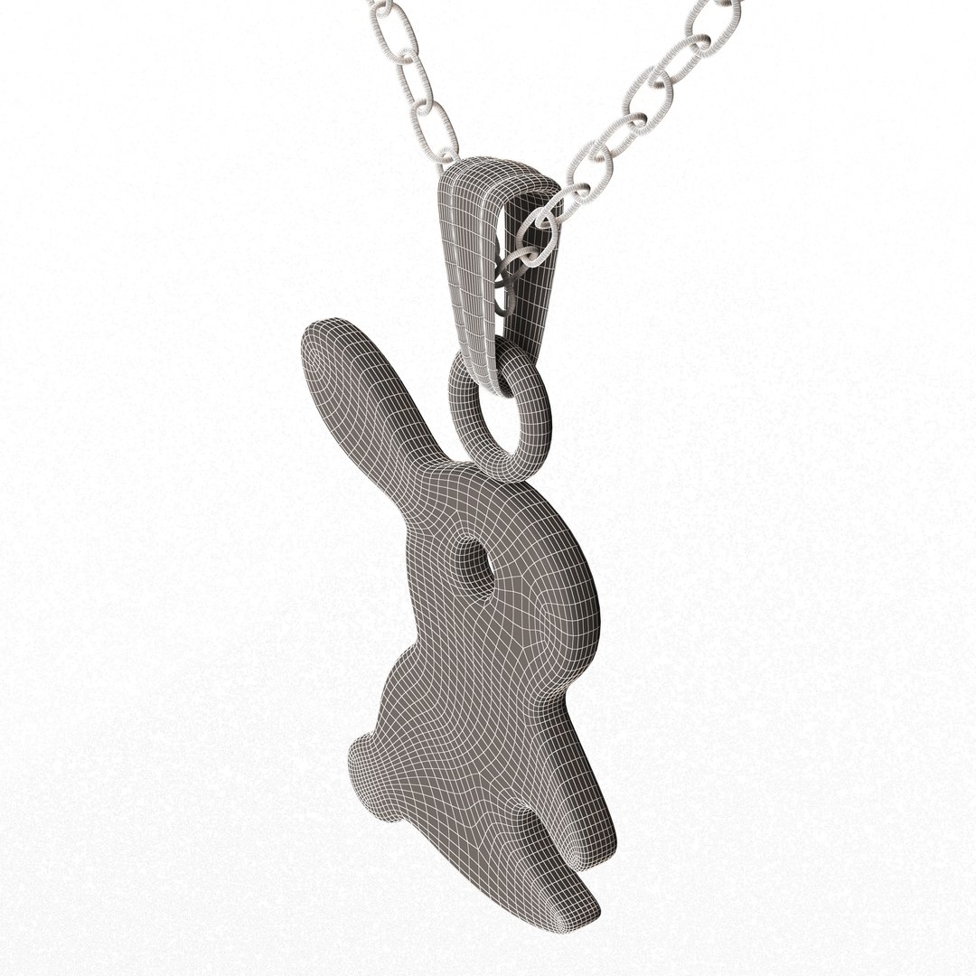 Rabbit Pendant Necklace Gold Model - TurboSquid 2138627