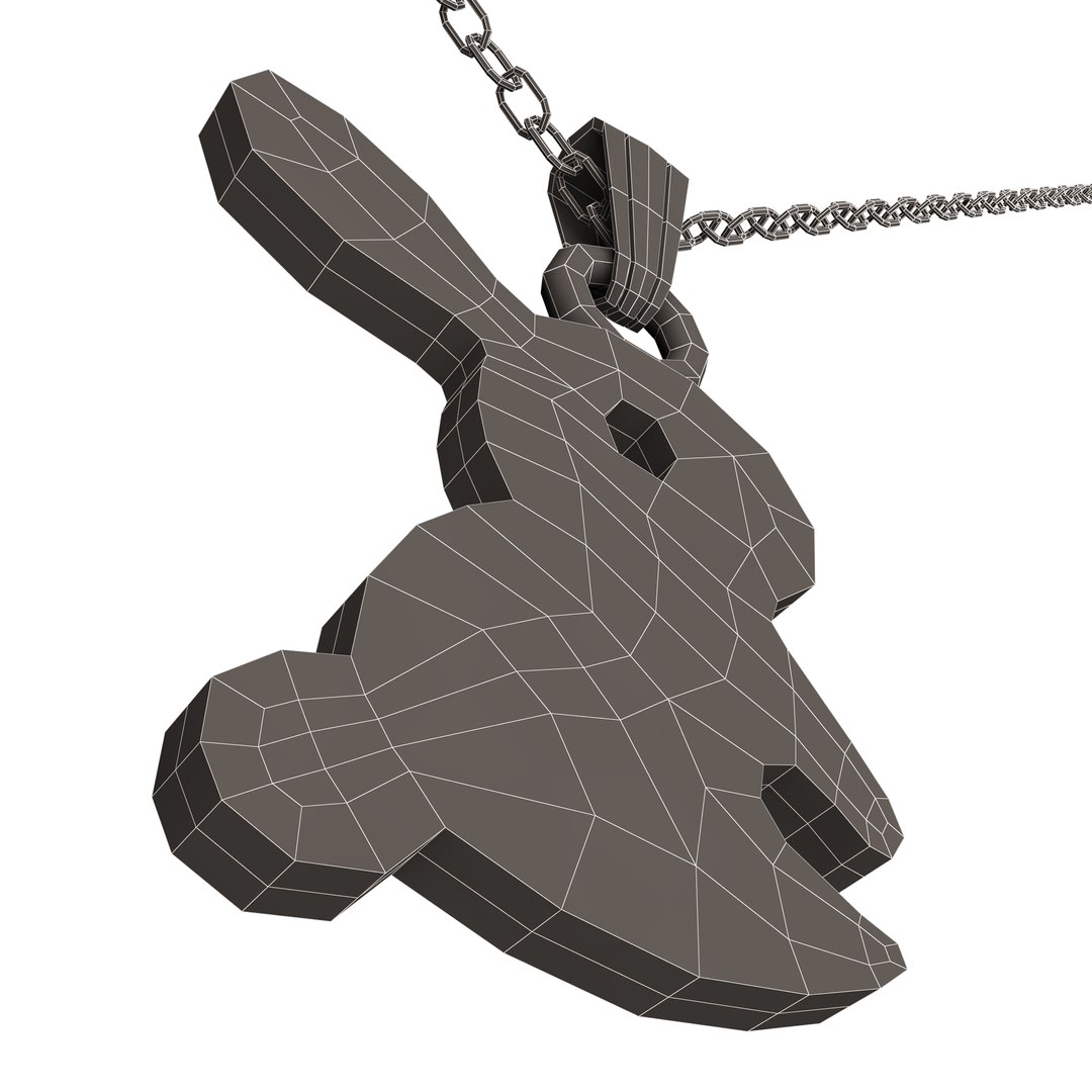 Rabbit Pendant Necklace Gold Model - TurboSquid 2138627