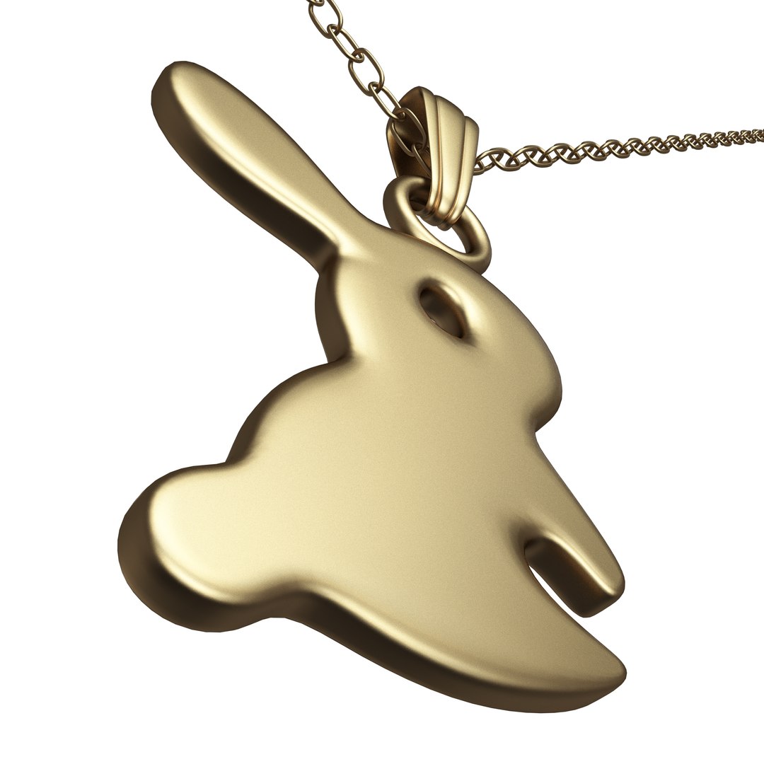 Rabbit Pendant Necklace Gold Model - TurboSquid 2138627