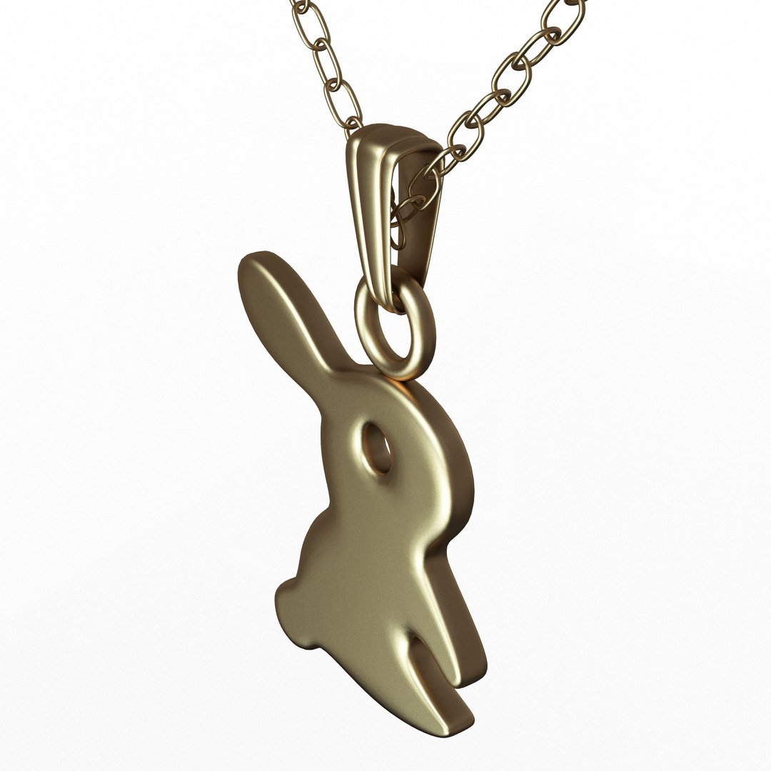 Rabbit Pendant Necklace Gold Model - TurboSquid 2138627