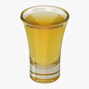 3D realistic gold tequila shot model
