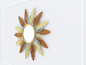 3D Decorative Mirror plants with gold stainless m14 model