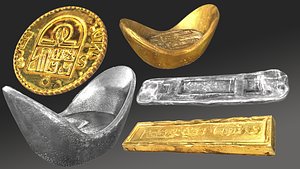 gold silver ancient style 3D model