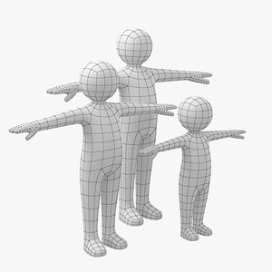 Stickman Kids in T-Pose BUNDLE model