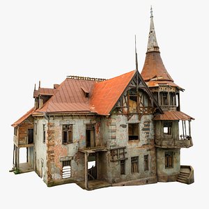 3D Abandoned Victorian Manor - Ruined Mansion model