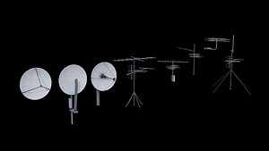 3D Scifi Small Antenna and Radio Dish Pack
