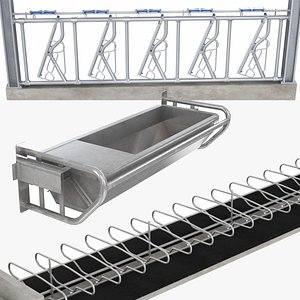 3D Farm Feeding Watering and Cow Bed Collection