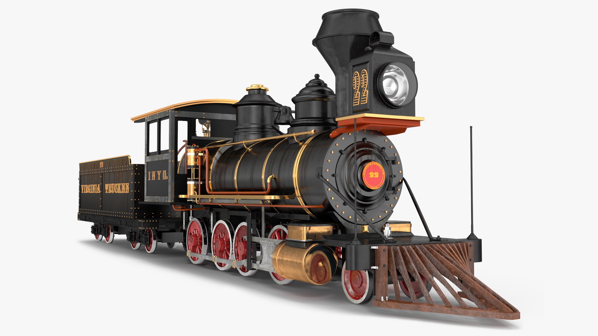 Vintage Steam Locomotive and Wagon 3D model preview