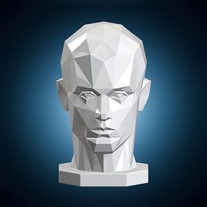 3D Low Poly Human Head Bust 3D Print Model