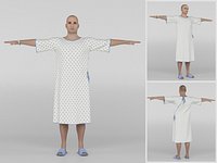 Patient with white gown