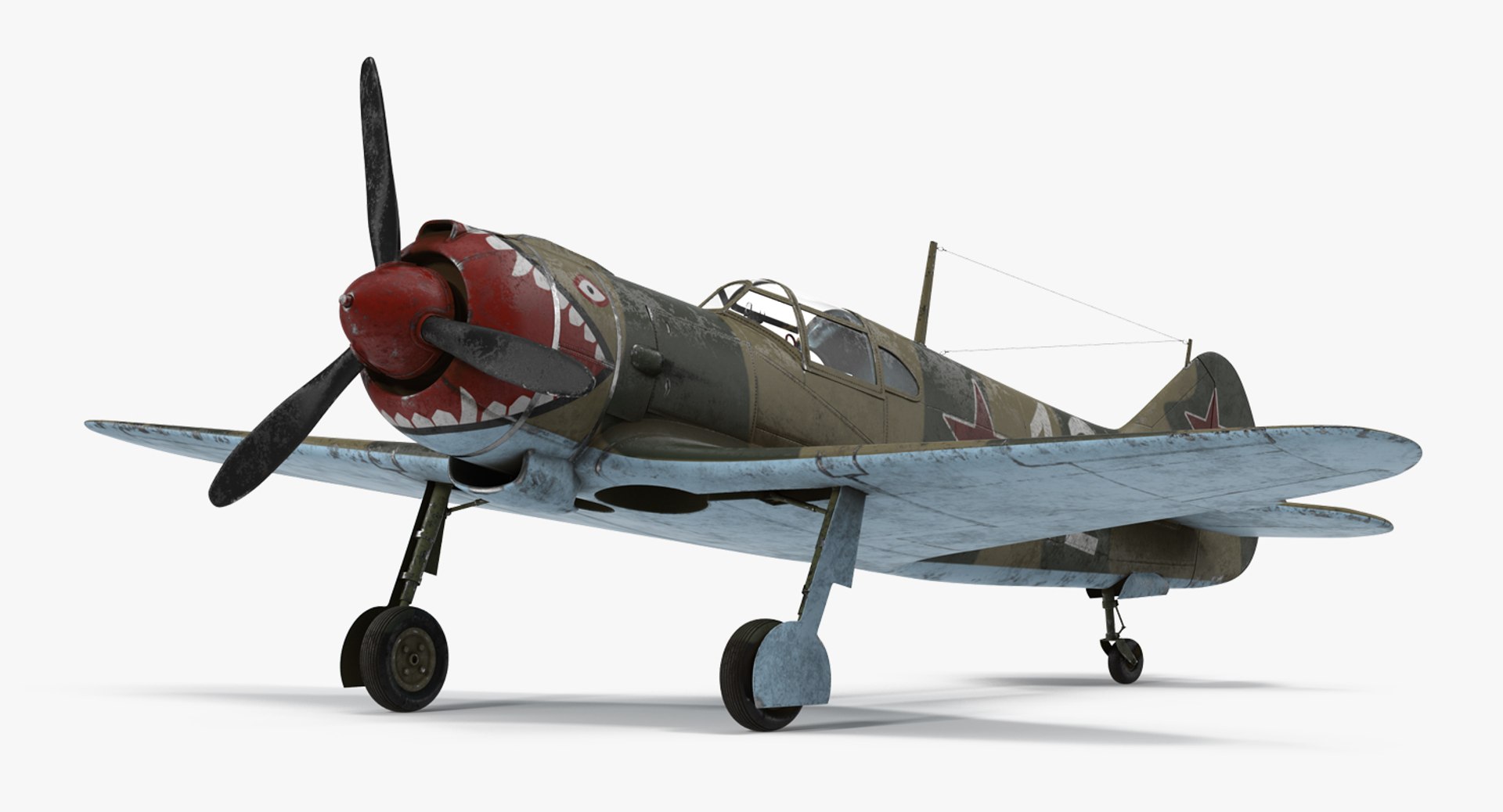 La-5 WWII Soviet Fighter Aircraft 3D model preview