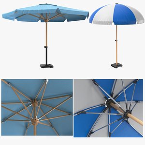 3D Two Detailed Patio Umbrellas model