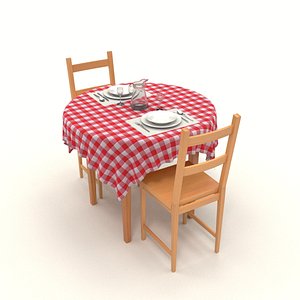 laid dining table set 3d model