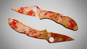 Knife 9 Clay Brown FT With Blood 3D model