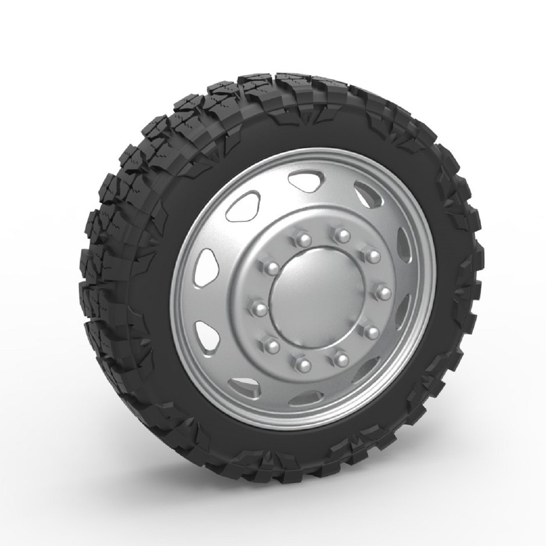 3D Diecast 10 Triangular Hole front semi wheel for pickup Version 1 ...