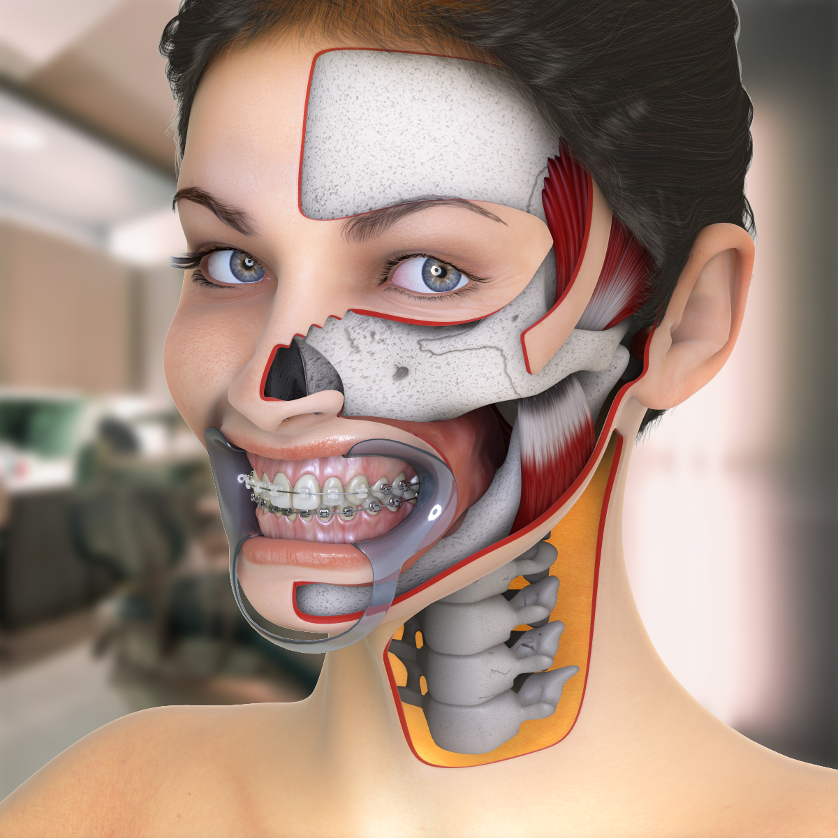 3d female orthodontic teeth face