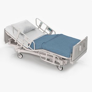 Hospital Bed with Adjustable Side Rails Rigged
