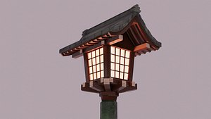 Japanese Wooden Lantern Light Low-poly 3D model 3D