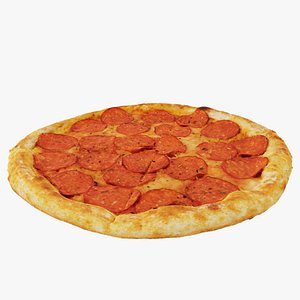 Pizza with salamy and cheese 3D model