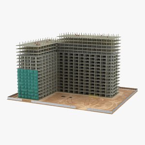 3D Construction Site with Scaffold and Safety Netting
