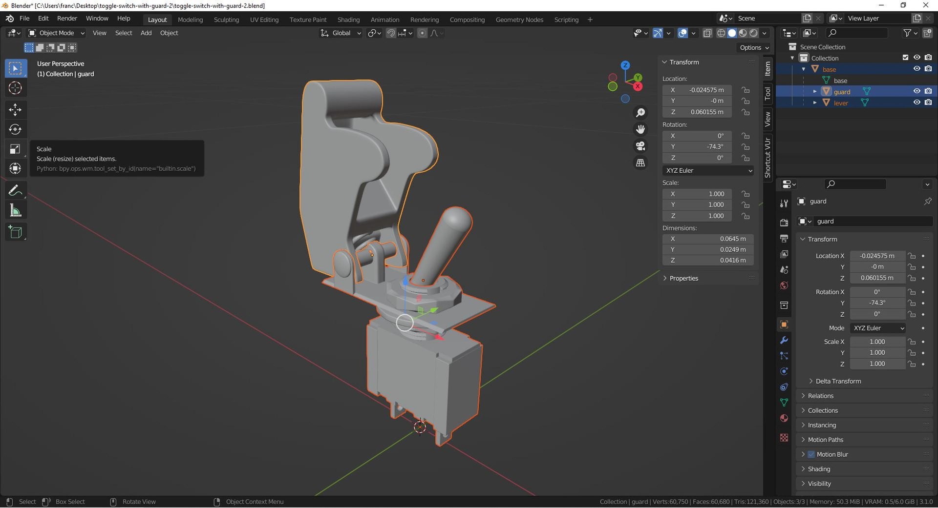 3D Toggle Switch With Guard 2 - TurboSquid 1883543