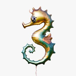Number 3 - Seahorse shaped foil helium balloon 3D model