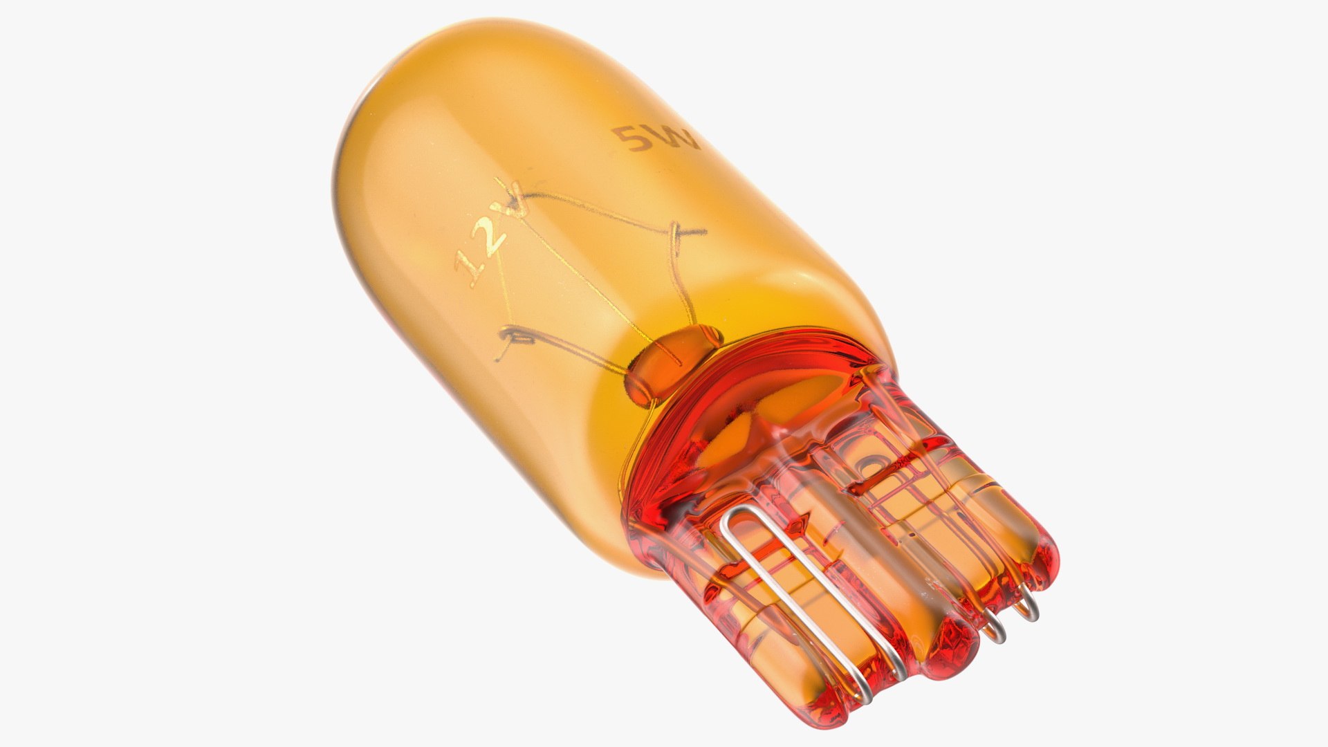 Halogen Capeless T10 W5W Light Bulb Amber 3D model preview